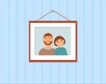 Happy family portrait: loving couple on the blue background Royalty Free Stock Photo