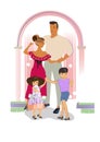 Happy family portrait with mother and father with their children, spending time together. Royalty Free Stock Photo