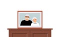 Happy family portrait is standing on the dresser Royalty Free Stock Photo
