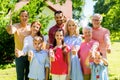 Happy family portrait in summer garden Royalty Free Stock Photo