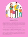 Happy Family Poster Couple with Children and Pet