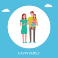 Happy Family Poster Mother Father and Daughter