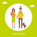 Happy Family Poster Mother Father and Daughters