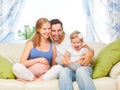 happy family. pregnant mother, father, and child daughter at home Royalty Free Stock Photo