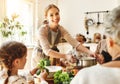 Happy family preparing healthy lunch together