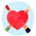 Happy family puzzle heart hands vector icon illustration design template Royalty Free Stock Photo