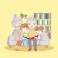 Happy family reading book