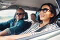 Happy family ride in the car Royalty Free Stock Photo