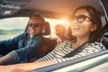 Happy family ride in the car Royalty Free Stock Photo