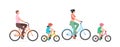 Happy family riding bicycle together Royalty Free Stock Photo