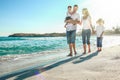 Happy family by the sea in the open air Royalty Free Stock Photo