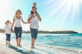 Happy family by the sea in the open air Royalty Free Stock Photo