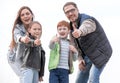 Happy family showing thumbs up Royalty Free Stock Photo