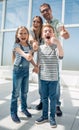 Happy family showing thumbs up Royalty Free Stock Photo