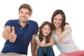 Happy family showing thumbs up together Royalty Free Stock Photo