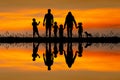 Happy family silhouette at sunset Royalty Free Stock Photo