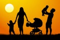 Happy family silhouette vector. Royalty Free Stock Photo