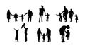 happy family silhouettes, Happy family silhouette set Royalty Free Stock Photo