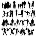 Happy Family Silhouettes . Vector Royalty Free Stock Photo