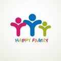 Happy family simple vector logo or icon created with people geom Royalty Free Stock Photo