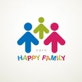 Happy family simple vector logo or icon created with people geom Royalty Free Stock Photo