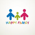 Happy family simple vector logo or icon created with people geometric signs. Tender and protective relationship of father, mother Royalty Free Stock Photo