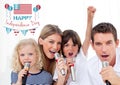 Happy family singing for independence day