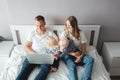 Young dad and mother have fun with her son and daughter Royalty Free Stock Photo