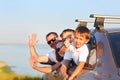 Happy family sitting in the car Royalty Free Stock Photo