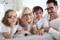 Family of four wearing eyeglasses Royalty Free Stock Photo