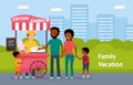 Happy family smiling and having fun outdoors. African american family. Vector illustration in a cartoon style Royalty Free Stock Photo