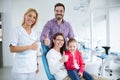 Happy family with a smiling young dentist Royalty Free Stock Photo