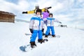 Happy family snowboarder snowboarding winter Royalty Free Stock Photo