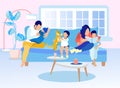 Happy Family Spending Time at Home Illustration