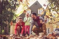 Happy family spending time together. Autumn season. Royalty Free Stock Photo