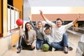 Happy family spending time together in bowling Royalty Free Stock Photo