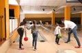 Happy family spending time together in bowling Royalty Free Stock Photo