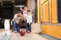 Happy family spending time together in bowling Royalty Free Stock Photo