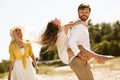 Happy Family Spending Time Together Walking Outdoors On Summer Day Royalty Free Stock Photo