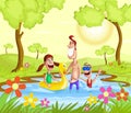 Happy family splashing in pool Royalty Free Stock Photo