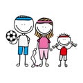 happy family sport drawing isolated icon design Royalty Free Stock Photo