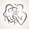 Happy family stylized vector symbol