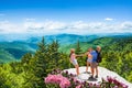 Happy family on summer trip in the mountains. Royalty Free Stock Photo