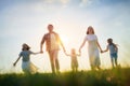 Happy family on summer walk