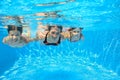 Happy family swim underwater in pool Royalty Free Stock Photo