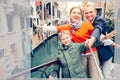 Happy family take a self photo on the one of bridges in Venice Royalty Free Stock Photo