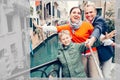 Happy family take a self photo on the one of bridges in Venice Royalty Free Stock Photo