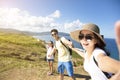 Happy family taking selfie on the coast Royalty Free Stock Photo