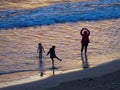 Happy family taking selfie and having fun on the beach summer fun Royalty Free Stock Photo