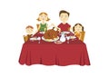 Happy Family at Thanksgiving Dinner vector Royalty Free Stock Photo